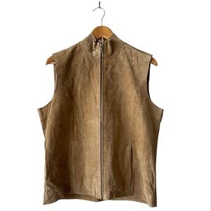 Ruff Hewn 100% Leather K.Brown Equestrian Stable Vest Large NWT